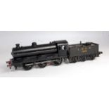 Bassett-Lowke standard tender loco 3 rail 12v DC with non original tender, total repaint black