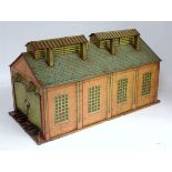 Hornby 1928/33 No. 2 engine shed yellow/cream base, yellow ridge tiles, inside of doors printed,