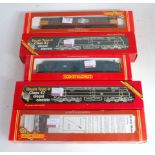 Four Hornby BR blue diesel locomotives 2x R075 and R404 class 47 diesels (G-BG), R285 class 37 (G-