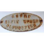 A large oval cast iron maker's plate Crump Alvin Works, Gloucester