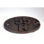 Locomotive shed plate 55H 1960s Leed (Neville Hill)