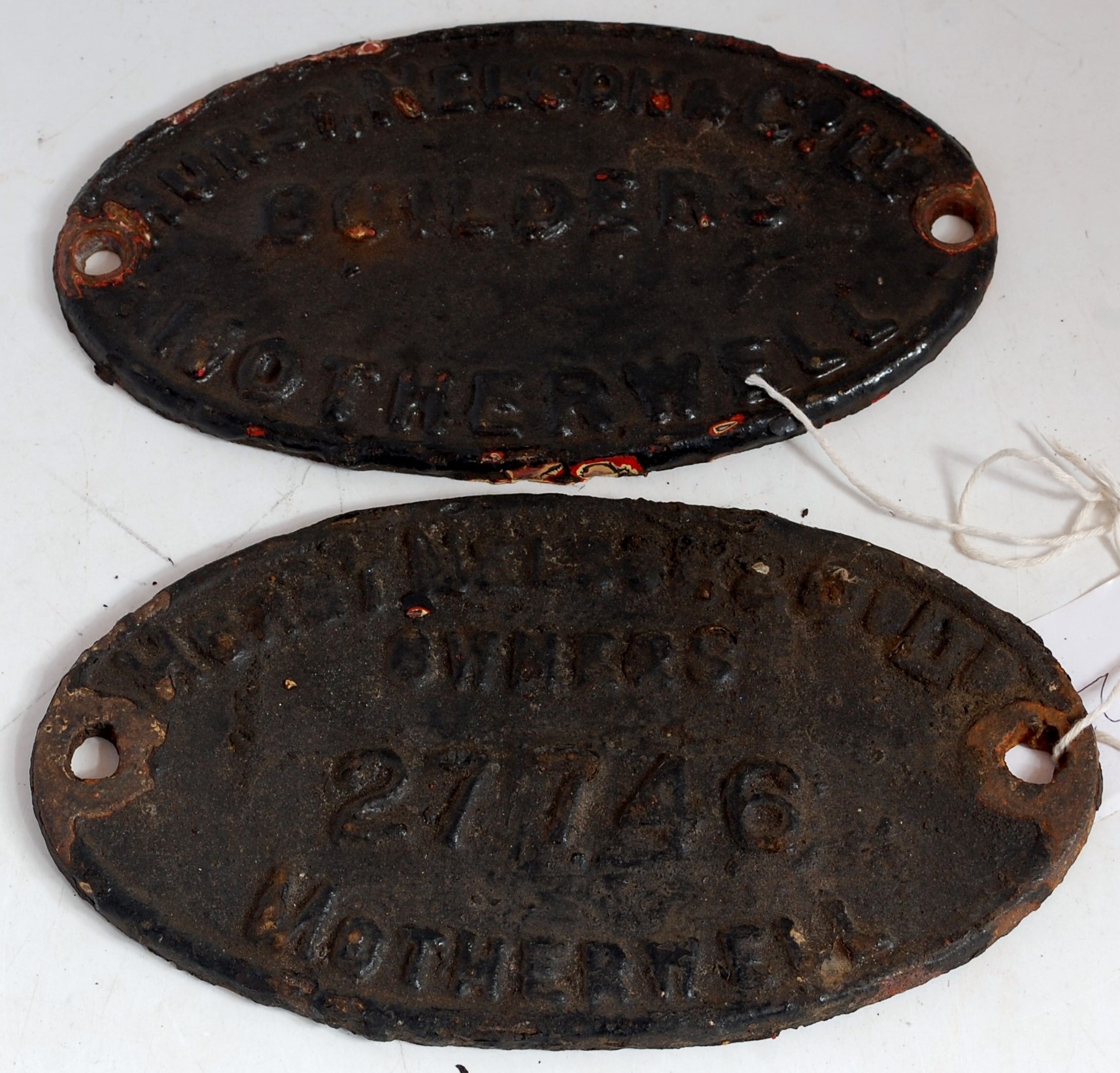 A pair of wagon plates Hurst Nelson & Co Ltd Motherwell, one a builder's plate, the other an owner's