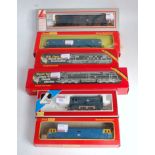 Four Hornby BR blue diesel locomotive,s some items in associated boxe,s class 47 (G-BG), class 31 (