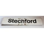 Black & white modern railway station sign 'Stetford' for post fitting