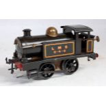 Hornby 1926 black LMS clockwork No. 1 tank loco 0-4-0 brass dome, detailed smokebox door, unlined