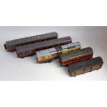 Five kit or scratch built coaches including 2x LMS bogie 1x GW Dynamometer coach, 1x6 wheel LMS