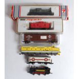 A Lima N gauge centre cab diesel (BG), a Shredded Wheat Jinty (BDG) and 4 various items (G)