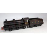 Bassett Lowke standard goods loco 0-6-0 with tender, LNER No. 156 black and red lining, 3-rail