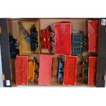 Large tray containing 7 boxed Hornby pre-war wagons including 1933/39 plain gas cylinder wagon (G-