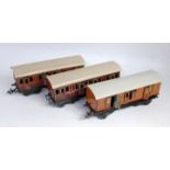 Three Bing short bogie coaches to include 2x LMS 1st/3rd and one LMS full brake, all roofs repainted