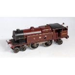 Hornby 1937/39 red LMS clockwork No. 2 special tank loco No. 6954 shadowed sans-serif LMS and number