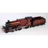 Hornby 1934/37 red LMS E220 20v AC compound No. 1185, shadowed serif numbering, black running plate,