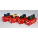 4 Triang locomotives, R355B blue 0-4-0 industrial tank 'Nellie', R355Y yellow 0-4-0 industrial