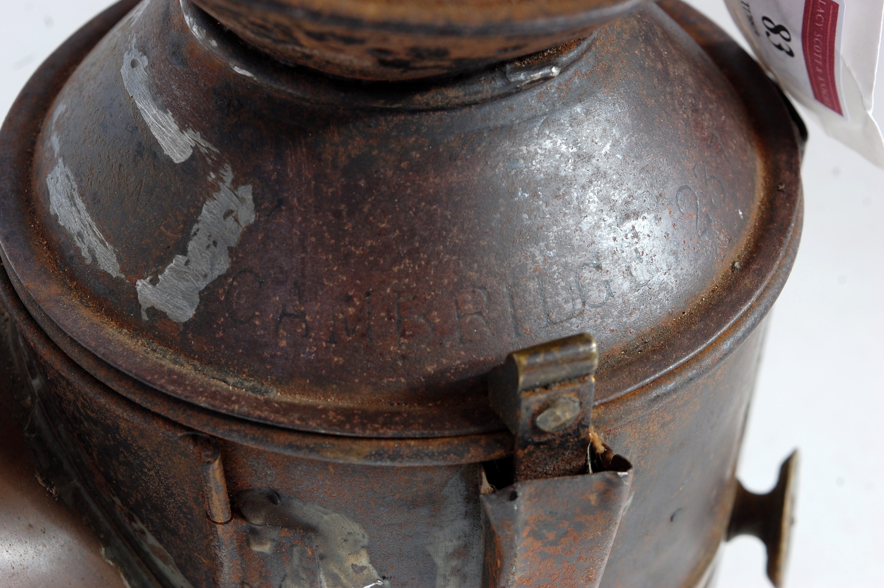 An LNER GER style knob-lamp dated 1938 and impressed Cambridge 237 - Image 2 of 2