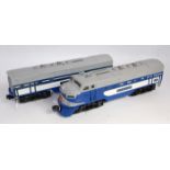 Lionel Bo-Bo diesel loco and auxillary power trailer (non powered) 'Wabash' blue & white, a very few