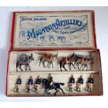 A Britains No. 28 mountain artillery with mule team and quick firing gun gift set, comprising of