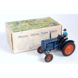 A Britains farm series No. 128F Fordson Major tractor comprising of blue body with orange metal hubs