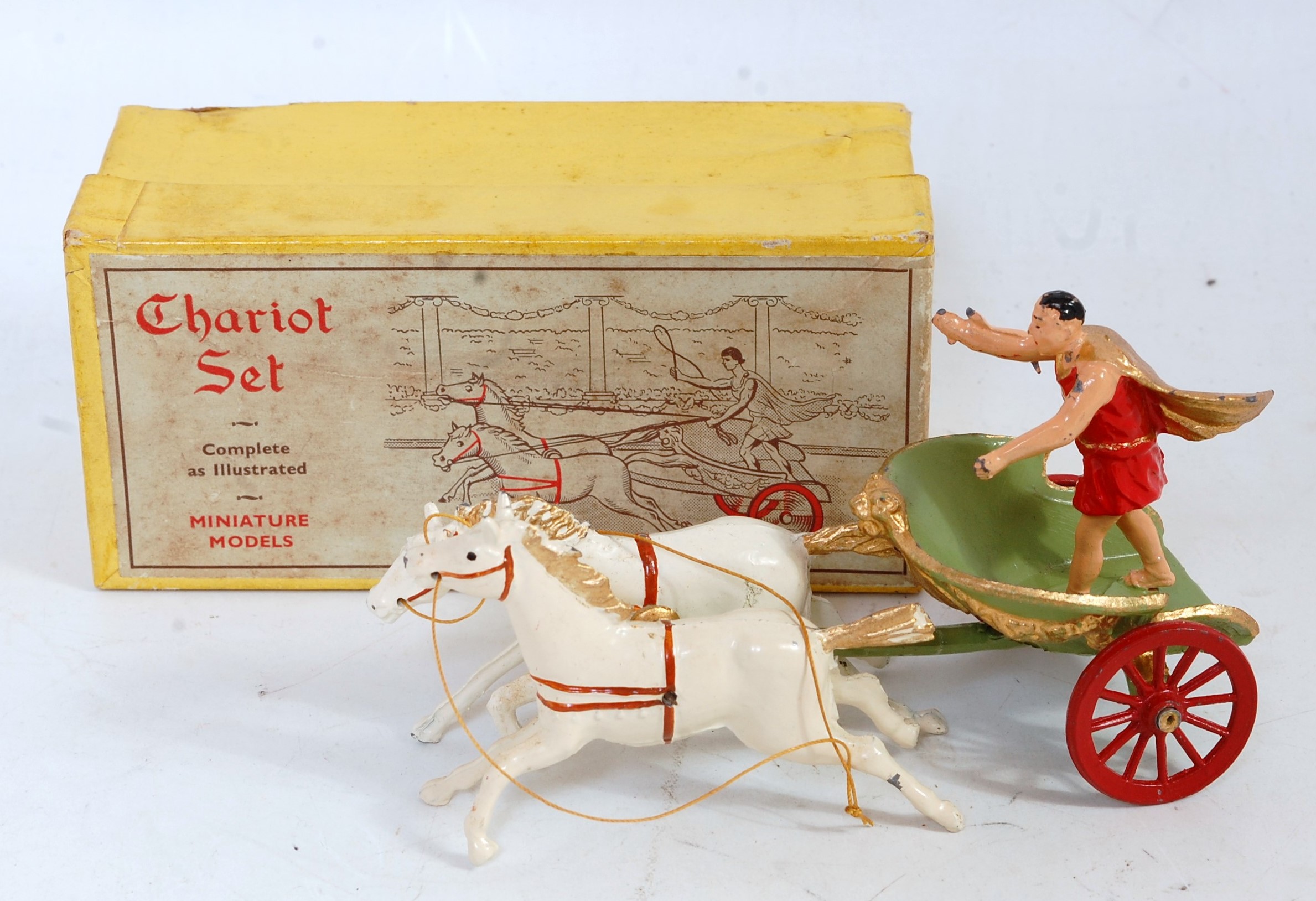 A Taylor & Barratt No. 811 Chariot set comprising of twin horse-drawn chariot finished in gold,