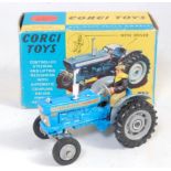 A Corgi Toys No. 67 Ford 5000 Super Major tractor, comprising of light blue and grey body with
