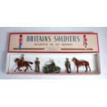 A Britains set No. 1907 British Army staff officers comprising of standing officer in peaked cap,