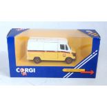 A Corgi Toys No. 554 PTT Mercedes 207 delivery van comprising yellow, white, black and red body with