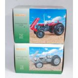 A Universal Hobbies 1/16 scale boxed Massey Ferguson tractor group to include a Massey Ferguson