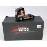 A WSI Models 1/50 scale model of a PB Trucking Iveco 4x2 tractor unit finished in black with