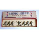 A Britains No. 1613 British Infantry in action comprising of six various charging infantrymen with