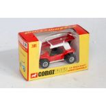 A Corgi Toys No. 381 GP Beach Buggy comprising of red and white body with black interior and
