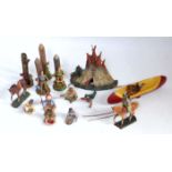 A collection of Elastolin 7cm Wild West series Indians group to include a mounted Indian, mother