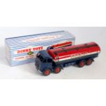 A Dinky Toys No. 942 Foden 14 ton tanker comprising of dark blue cab and chassis with dark blue,