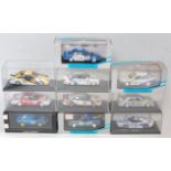 Ten various plastic cased Minichamps 1/43 scale diecast, some examples missing outer card sleeve,