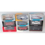 Nine various boxed plastic cased Minichamps 1/43 scale Classic Car and Luxury Saloons, all appear as