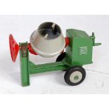 A DCMT Ltd cement mixer comprising green, grey and red body with grey hubs, loose example (VG)