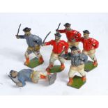 A Britains from set 241 Chinese infantry, six various examples, three wearing blue, the others in