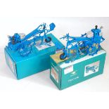 Two boxed Asio elephant tractor series diecast models of two tractors both finished in blue,