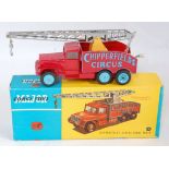 A Corgi Toys No. 1121 Chipperfields Circus crane truck comprising of red and blue body with silver