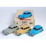 A Dinky Toys No. 40B Triumph 1800 trade box containing four various saloons, box is with Hudson