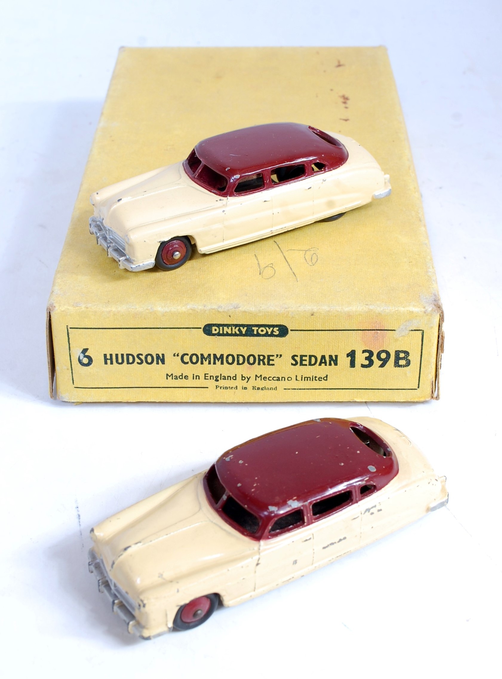A Dinky Toys No. 139B Hudson Commodore Sedan trade box containing two models both examples