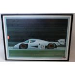 A Benjamins 1989 reproduction print depicting the Silver Arrow Record Car' return in original