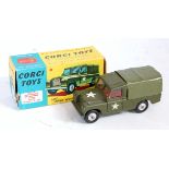 A Corgi Toys No. 357 military Land Rover weapons carrier comprising military drab green body, with