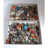 Two trays containing a quantity of various lead and plastic cowboys and medieval figures to