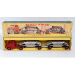 A Matchbox Major series No. M4 Fruehauf hopper train comprising of dark red tractor unit with two