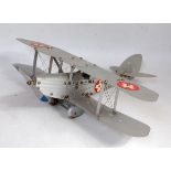 An original Meccano made up constructor's aeroplane in the form of a bi-plane, comprising of