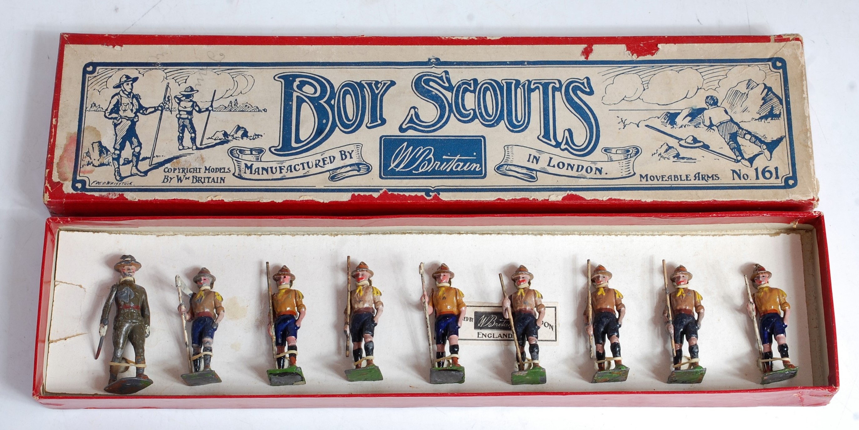 A Britains set No. 161 Boys Scouts circa 1917 comprising of Scoutmaster together with eight