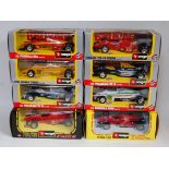Eight various boxed Bburago 1/24 scale F1 racing diecasts to include a Lotus Honda turbo, Williams
