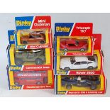 Six various boxed Dinky Toy diecasts, mixed saloons, commercial vehicles and military examples to