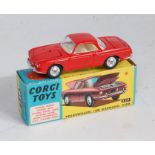 Corgi Toys, No.239 Volkswagen 1500 Karmann Ghia red body, white interior, suitcase and spare wheel