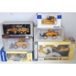 Six various boxed First Gear Moto Art, Joel, and Universal Hobbies, Volvo and Komatsu 1/50 scale