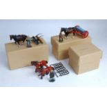Three various boxed HM of Great Britain and similar white metal hand built farm models to include